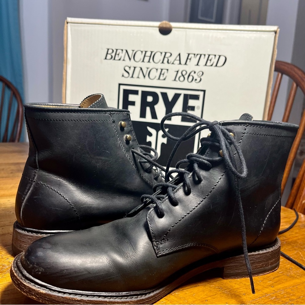 Frye Women’s James Black Leather Lace-Up Boots - Rarely Worn